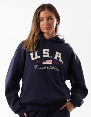 Russell Athletic 1902 Oversized Hoodie Damen Blau | KFUSOEV-79