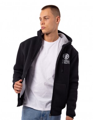 Russell Athletic Collegiate Sherpa Jacken Herren Schwarz | OCWAHUP-29