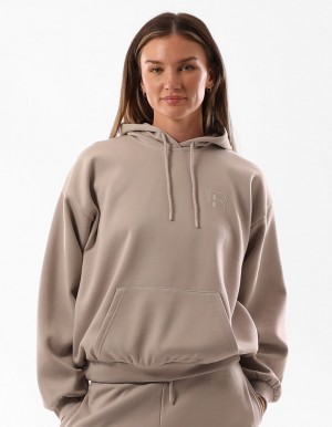 Russell Athletic Original Inlay Logo Hoodie Damen Braun | TGOXFYQ-29