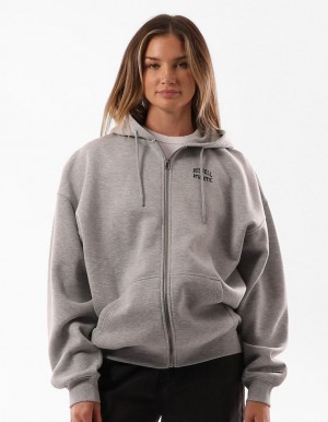 Russell Athletic Originals Embroidered Zip Through Jacken Damen Grau | YHKIMFX-37