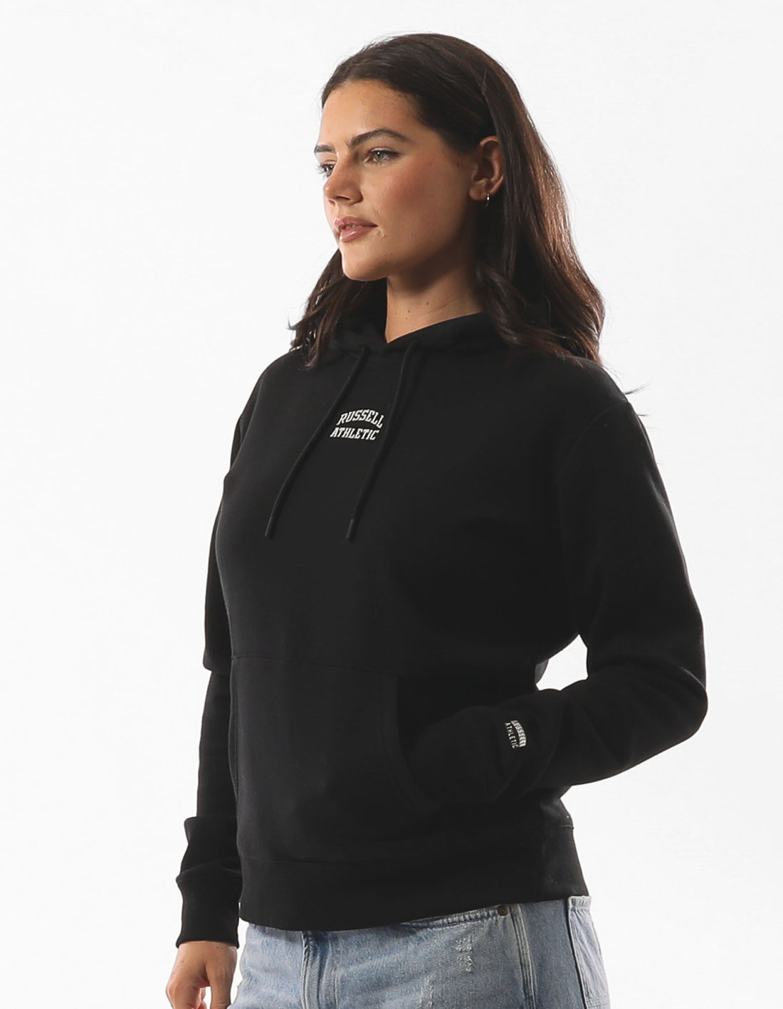 Russell Athletic Originals Embriodered Hoodie Damen Schwarz | ZJUHTNI-32