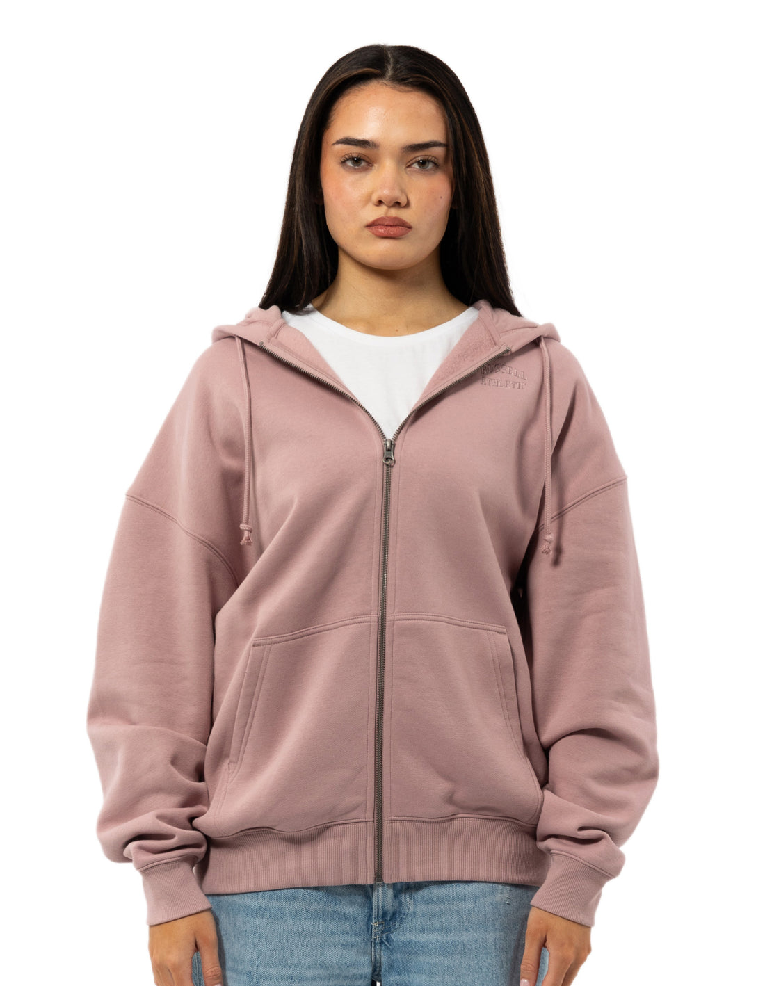 Russell Athletic Originals Embroidered Zip Through Hoodie Damen Rosa | WOAZGMJ-24