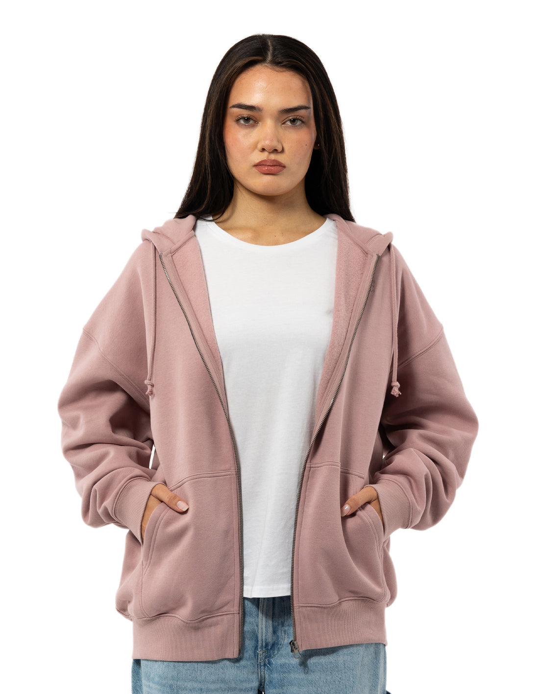 Russell Athletic Originals Embroidered Zip Through Hoodie Damen Rosa | WOAZGMJ-24